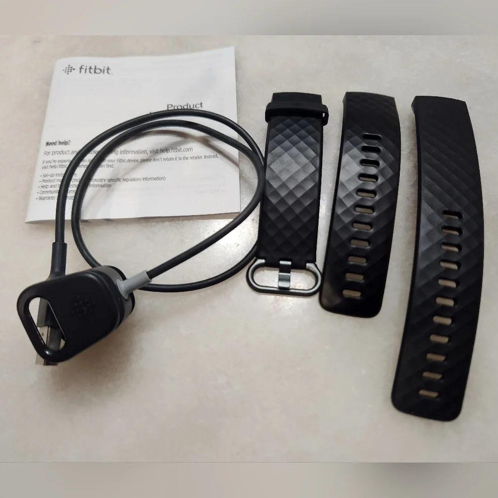 Fitbit Charge 4 Accessories Bundle Charger Charge Cable + Black Strap